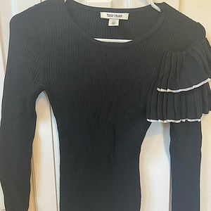 Black long sleeve with ruffle shoulder